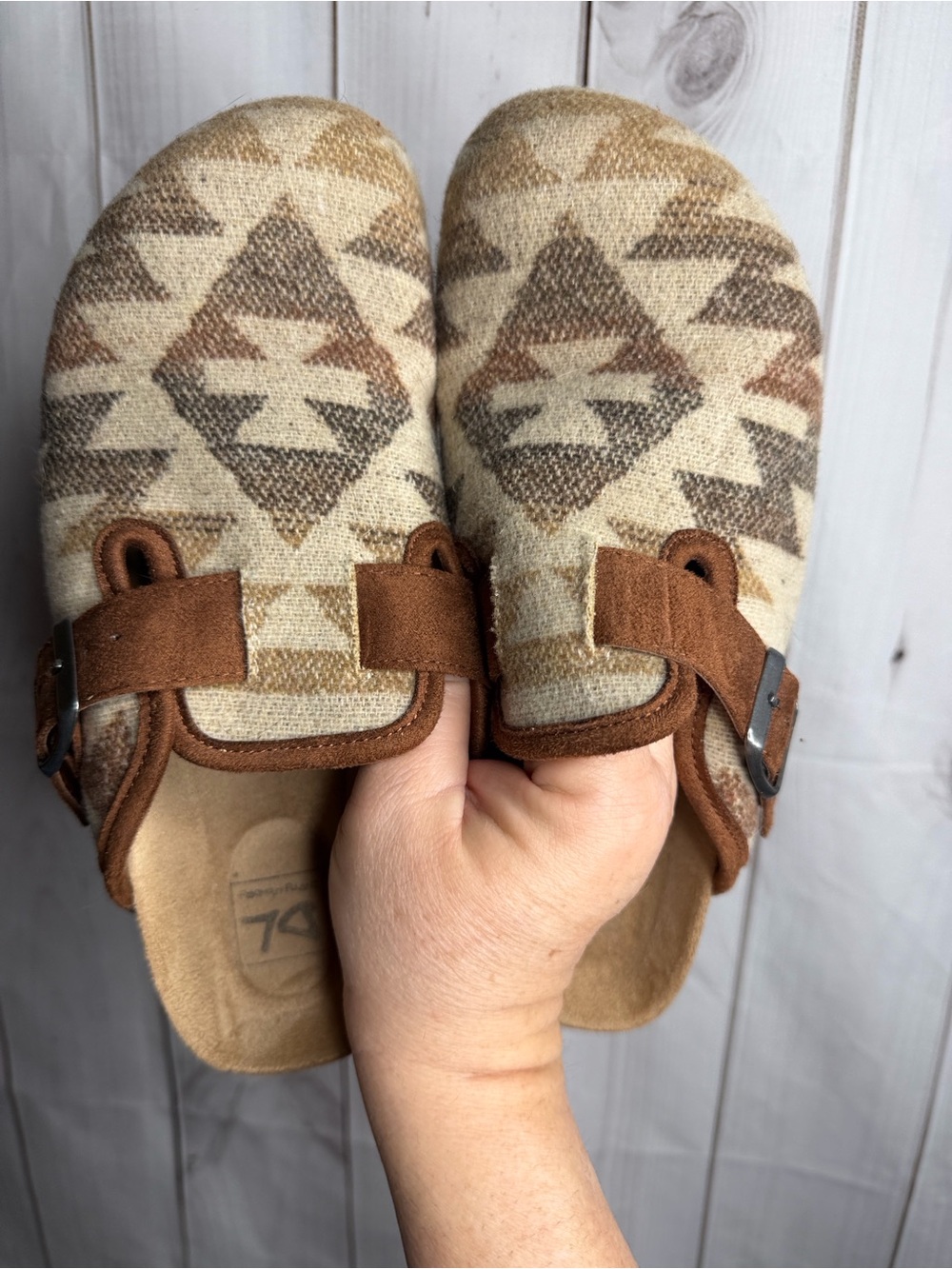 Dirty Laundry Tan & Brown western Clog Mules 7.5
